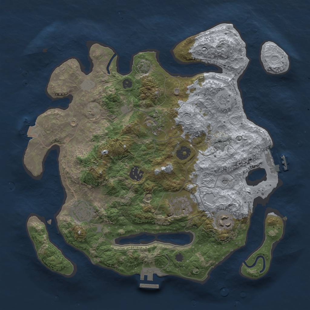 Rust Map: Procedural Map, Size: 3300, Seed: 2039404521, 13 Monuments