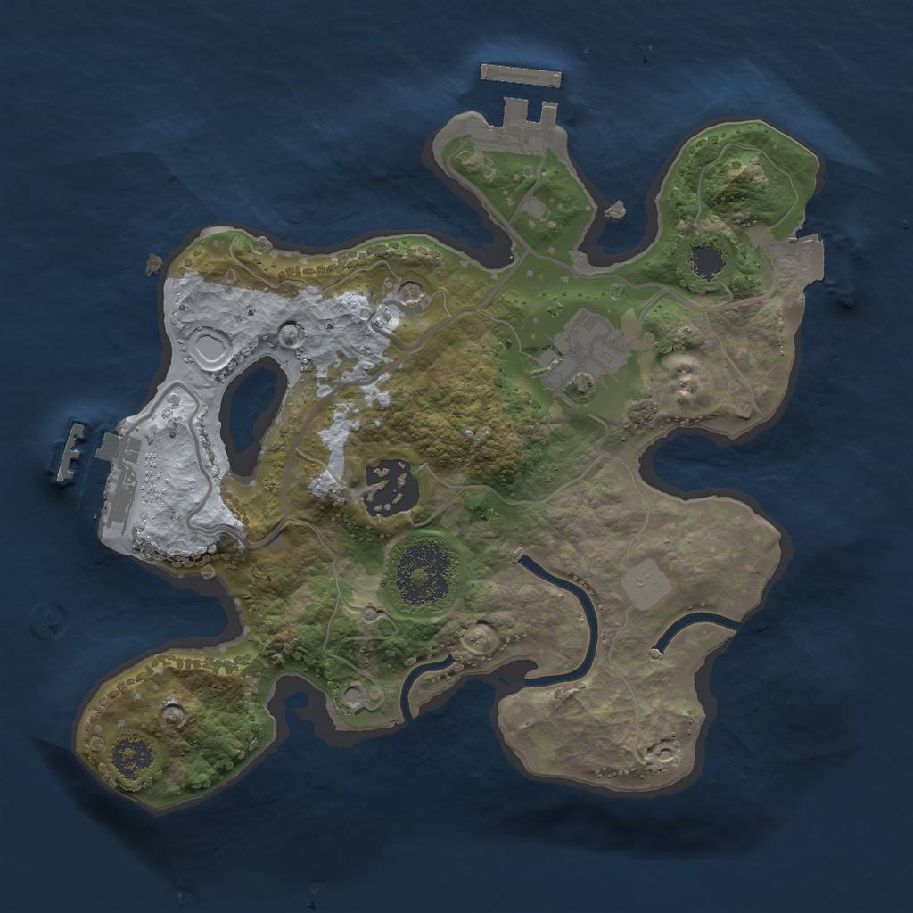 Rust Map: Procedural Map, Size: 2300, Seed: 1106738430, 8 Monuments