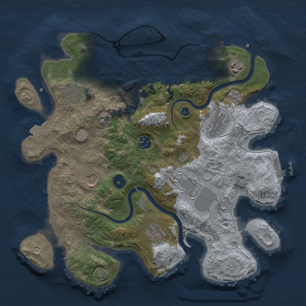 Rust Map: Procedural Map, Size: 3500, Seed: 280819498, 15 Monuments
