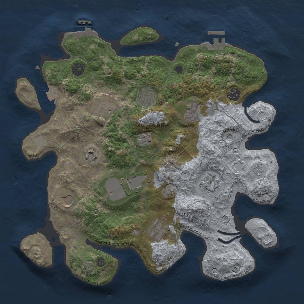 Rust Map: Procedural Map, Size: 3500, Seed: 280819498, 18 Monuments