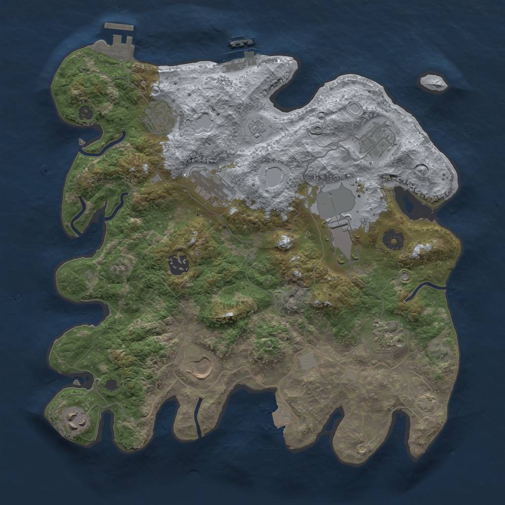 Rust Map: Procedural Map, Size: 3500, Seed: 477509646, 15 Monuments