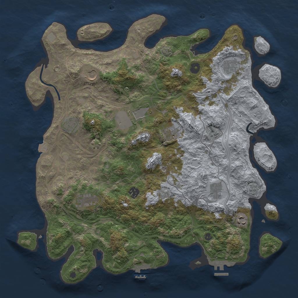 Rust Map: Procedural Map, Size: 4250, Seed: 465178264, 18 Monuments