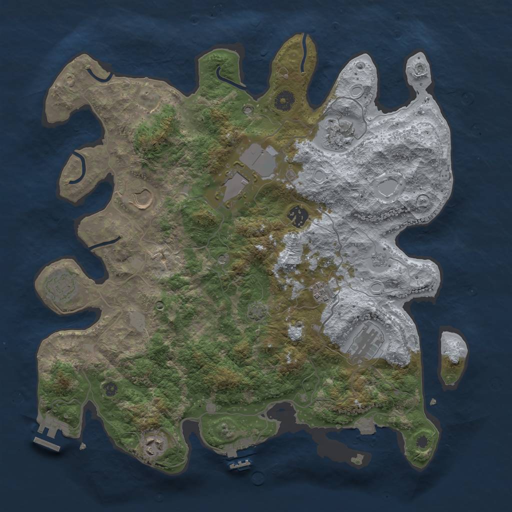 Rust Map: Procedural Map, Size: 3800, Seed: 50022, 16 Monuments