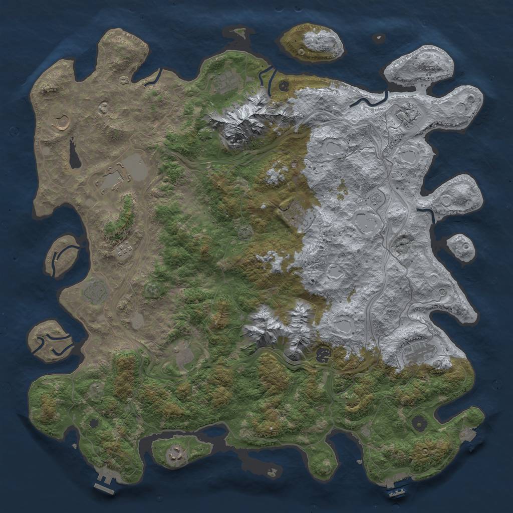 Rust Map: Procedural Map, Size: 5000, Seed: 50022, 19 Monuments