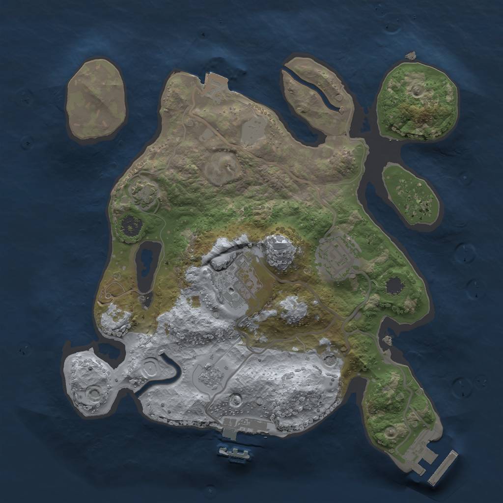 Rust Map: Procedural Map, Size: 2500, Seed: 517517590, 10 Monuments