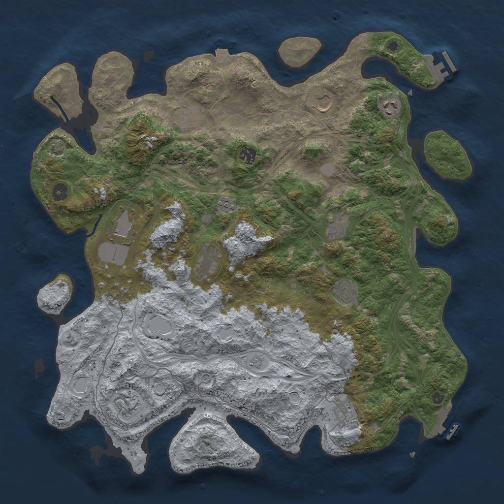 Rust Map: Procedural Map, Size: 4500, Seed: 114899625, 19 Monuments