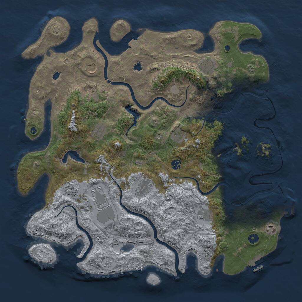 Rust Map: Procedural Map, Size: 4500, Seed: 84793274, 17 Monuments