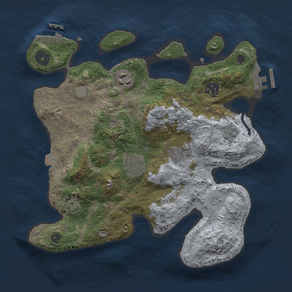 Rust Map: Procedural Map, Size: 3000, Seed: 1055970109, 13 Monuments