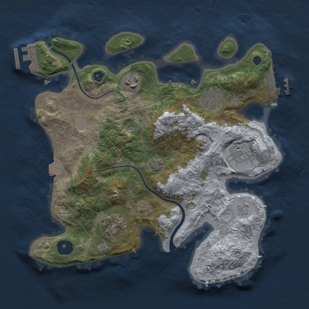 Rust Map: Procedural Map, Size: 3000, Seed: 1055970109, 10 Monuments