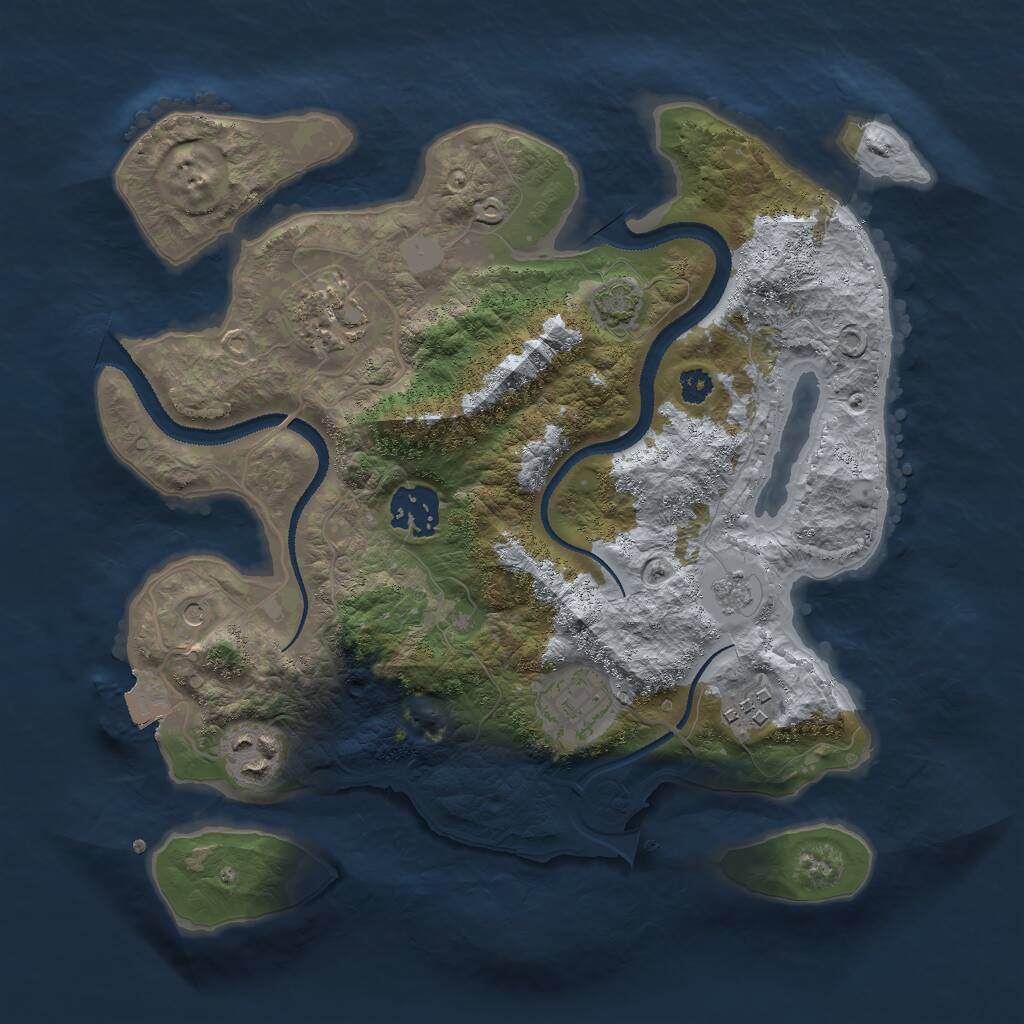 Rust Map: Procedural Map, Size: 3000, Seed: 2338, 9 Monuments