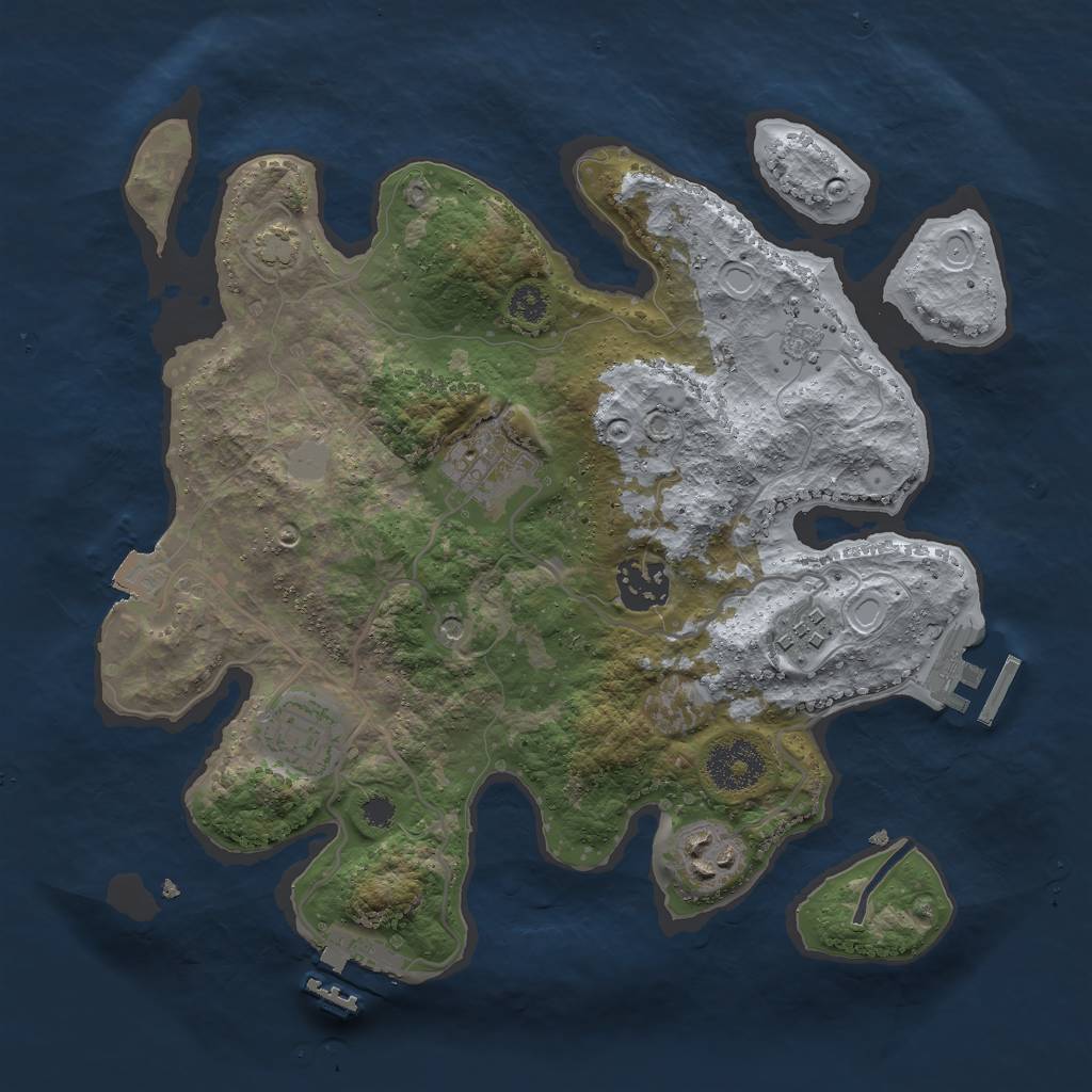 Rust Map: Procedural Map, Size: 3000, Seed: 32191, 13 Monuments