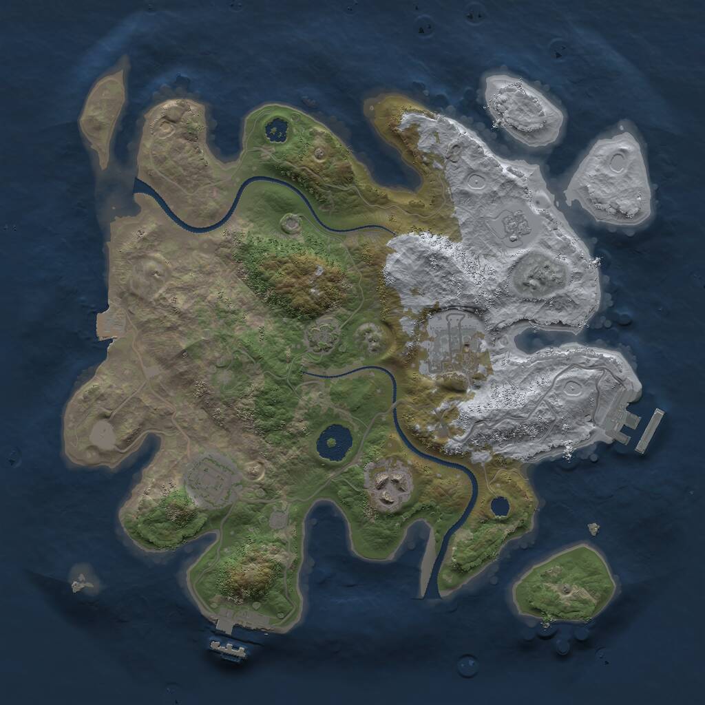Rust Map: Procedural Map, Size: 3000, Seed: 32191, 8 Monuments
