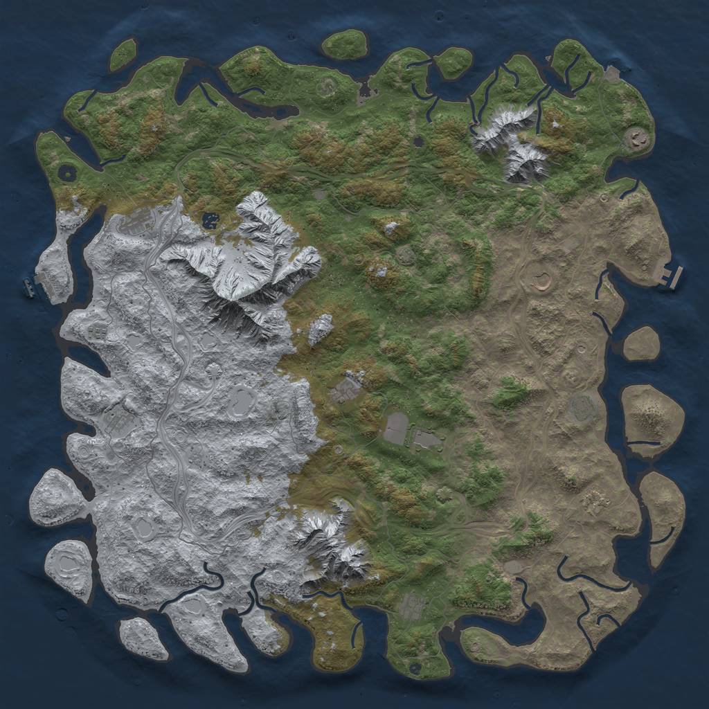 Rust Map: Procedural Map, Size: 6000, Seed: 7007, 19 Monuments