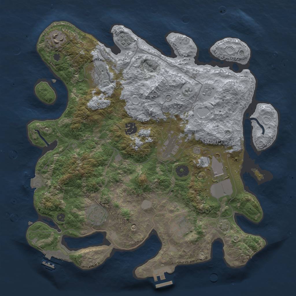 Rust Map: Procedural Map, Size: 3500, Seed: 110771208, 16 Monuments