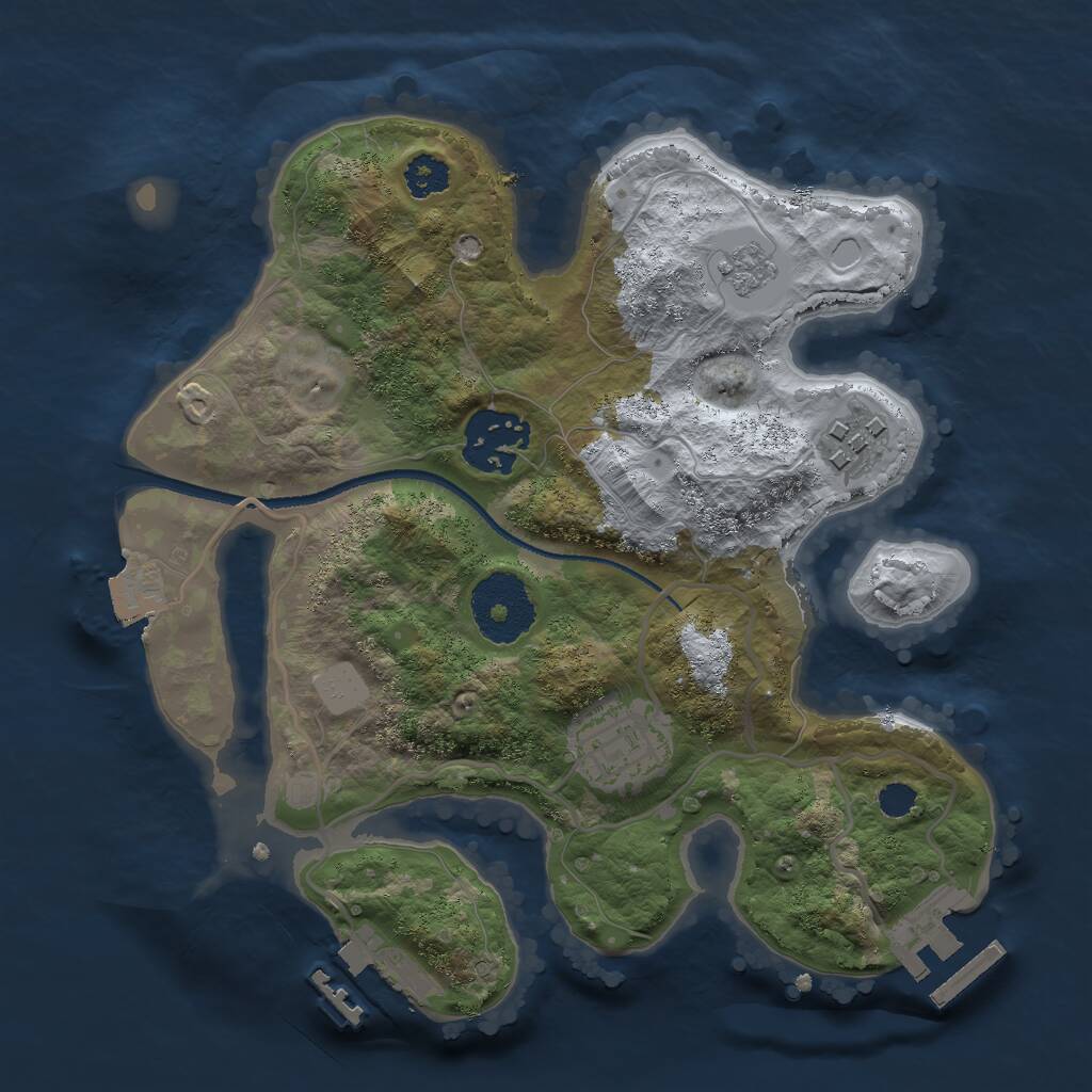 Rust Map: Procedural Map, Size: 2500, Seed: 568844427, 7 Monuments