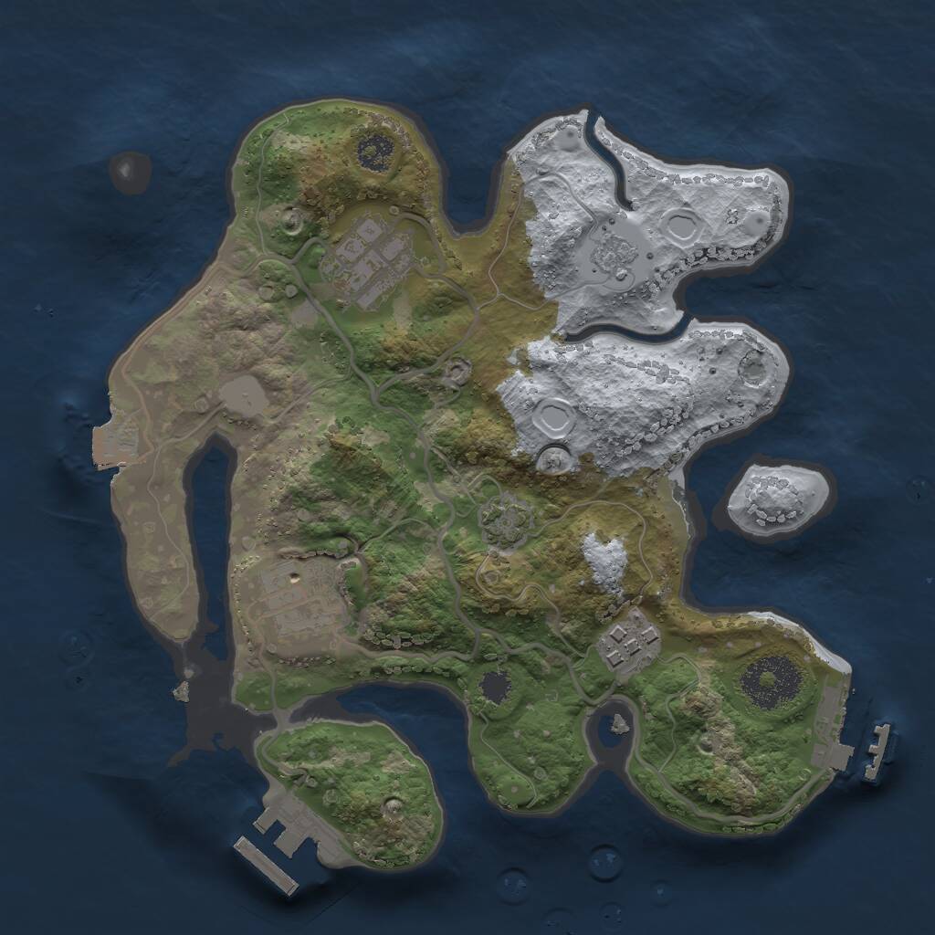 Rust Map: Procedural Map, Size: 2500, Seed: 568844427, 8 Monuments