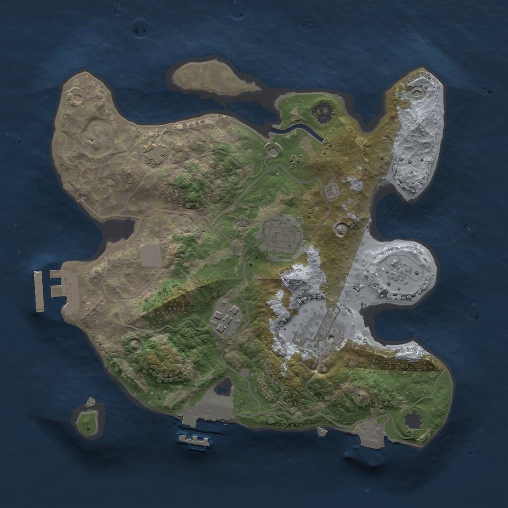 Rust Map: Procedural Map, Size: 2500, Seed: 440206901, 8 Monuments