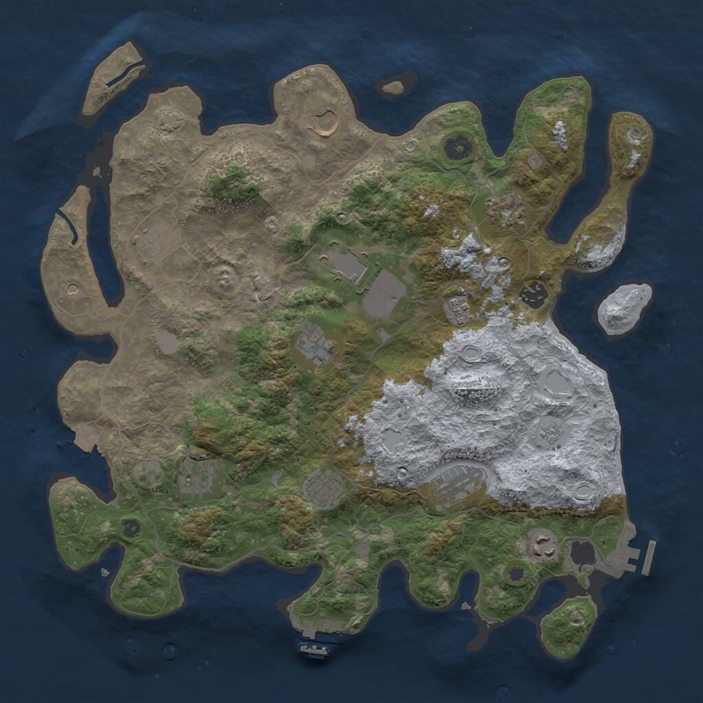 Rust Map: Procedural Map, Size: 4000, Seed: 234303250, 17 Monuments