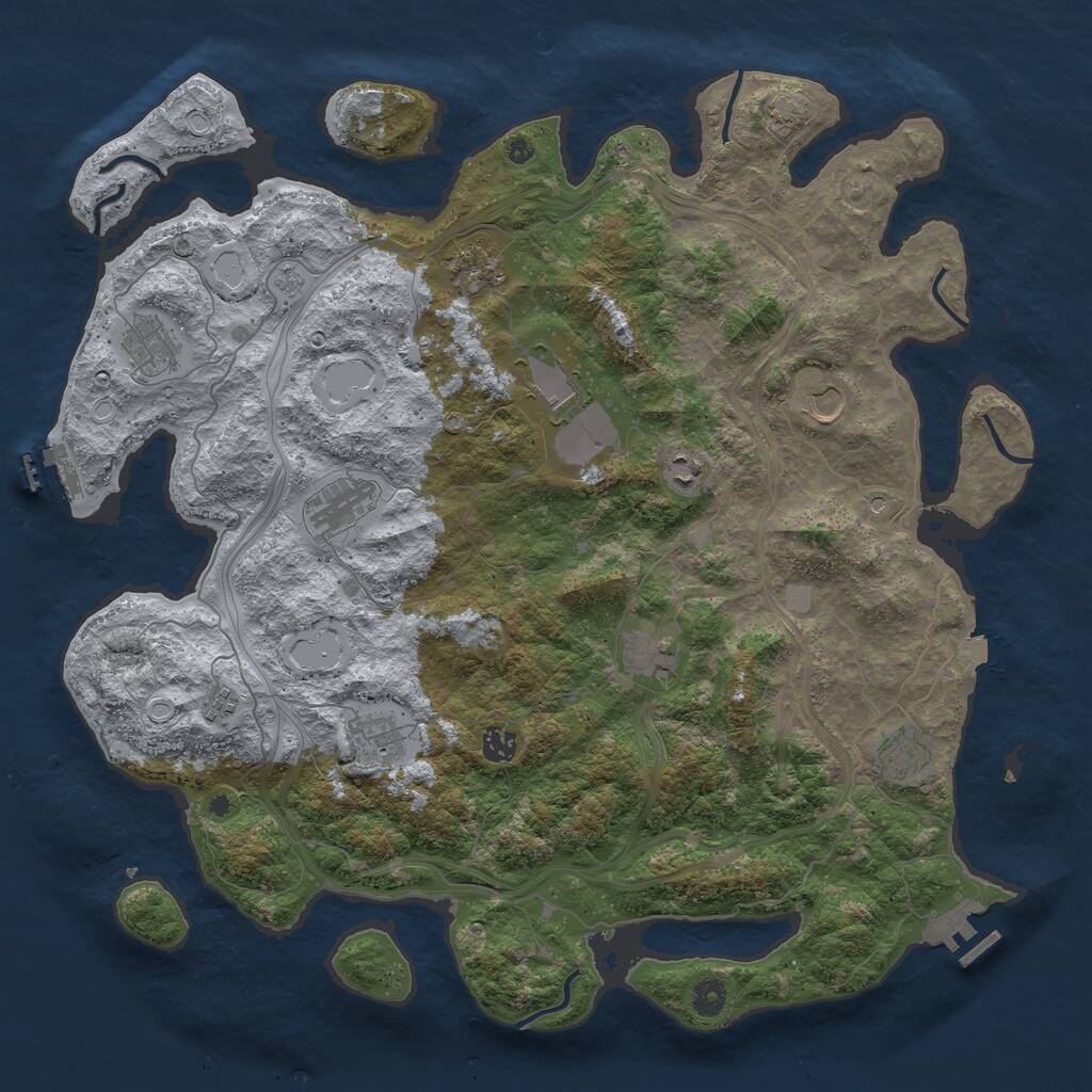 Rust Map: Procedural Map, Size: 4500, Seed: 1086121981, 17 Monuments