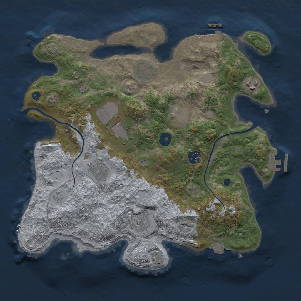 Rust Map: Procedural Map, Size: 3500, Seed: 481640141, 14 Monuments