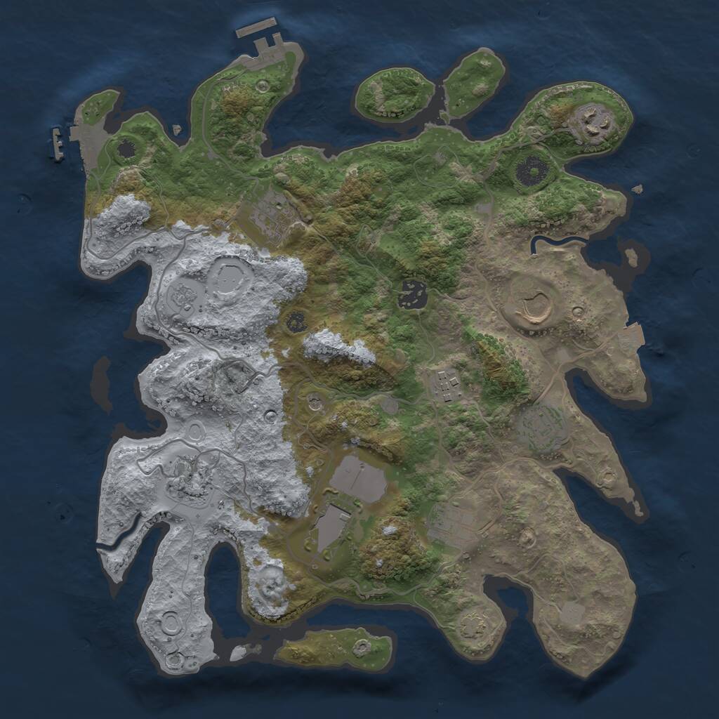 Rust Map: Procedural Map, Size: 3500, Seed: 1896005029, 15 Monuments