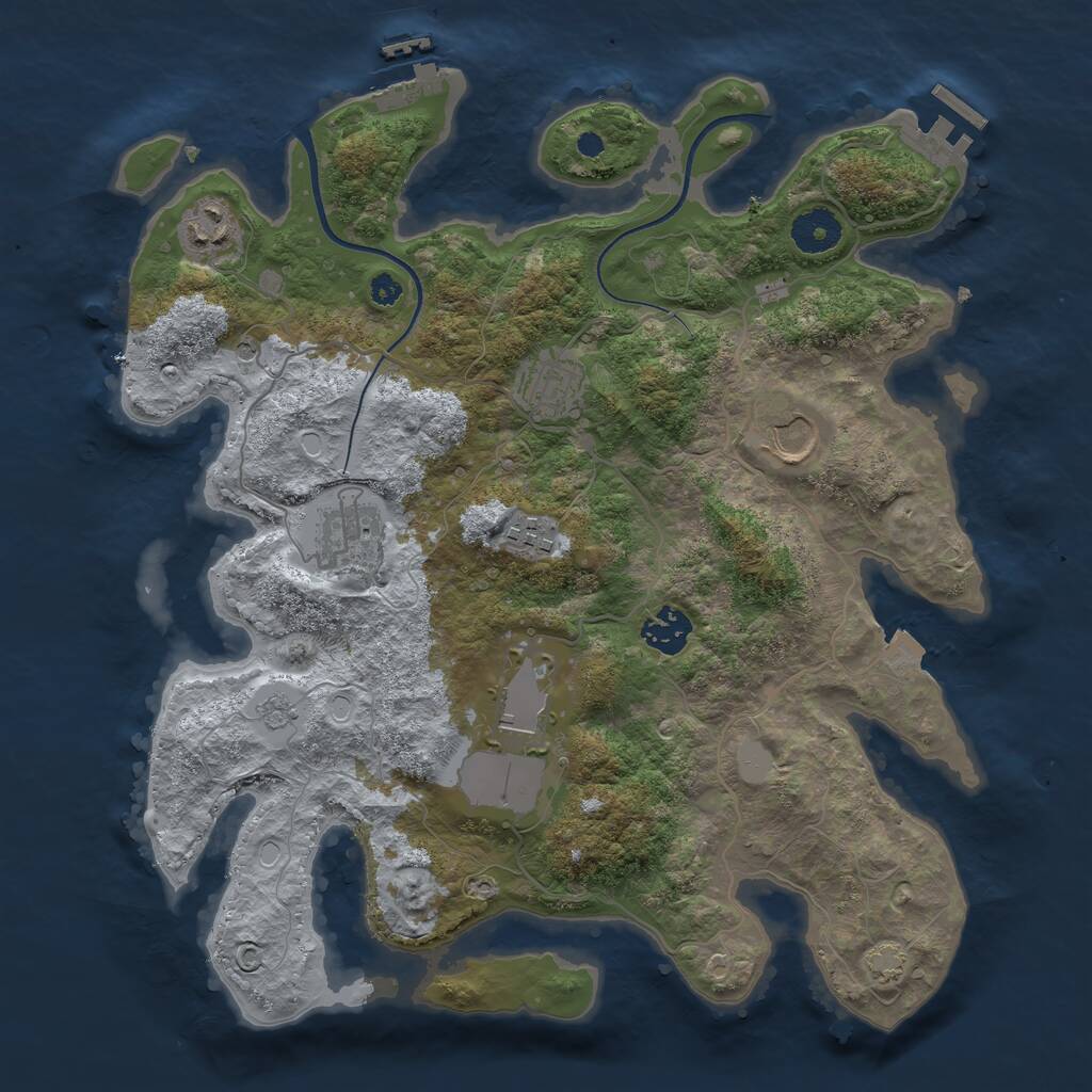 Rust Map: Procedural Map, Size: 3500, Seed: 1896005029, 13 Monuments