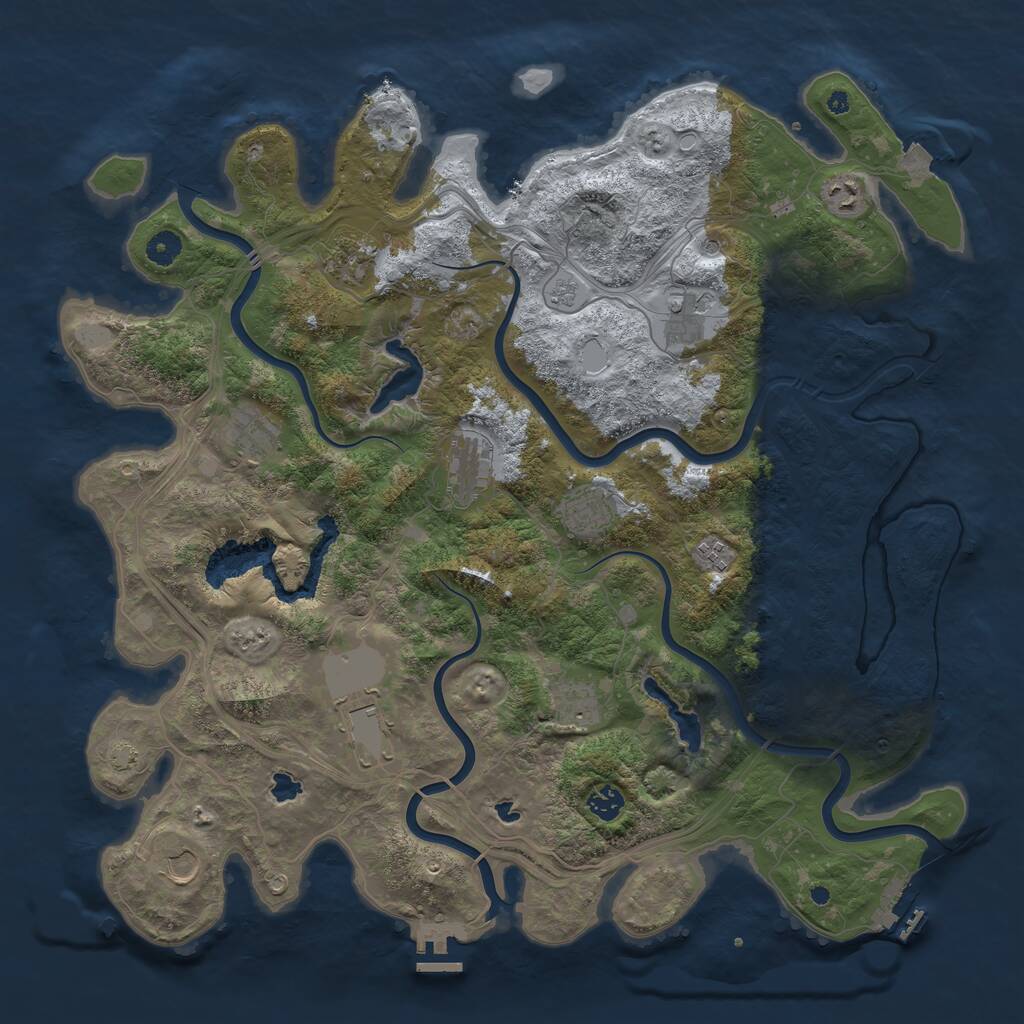 Rust Map: Procedural Map, Size: 4500, Seed: 1283930990, 17 Monuments