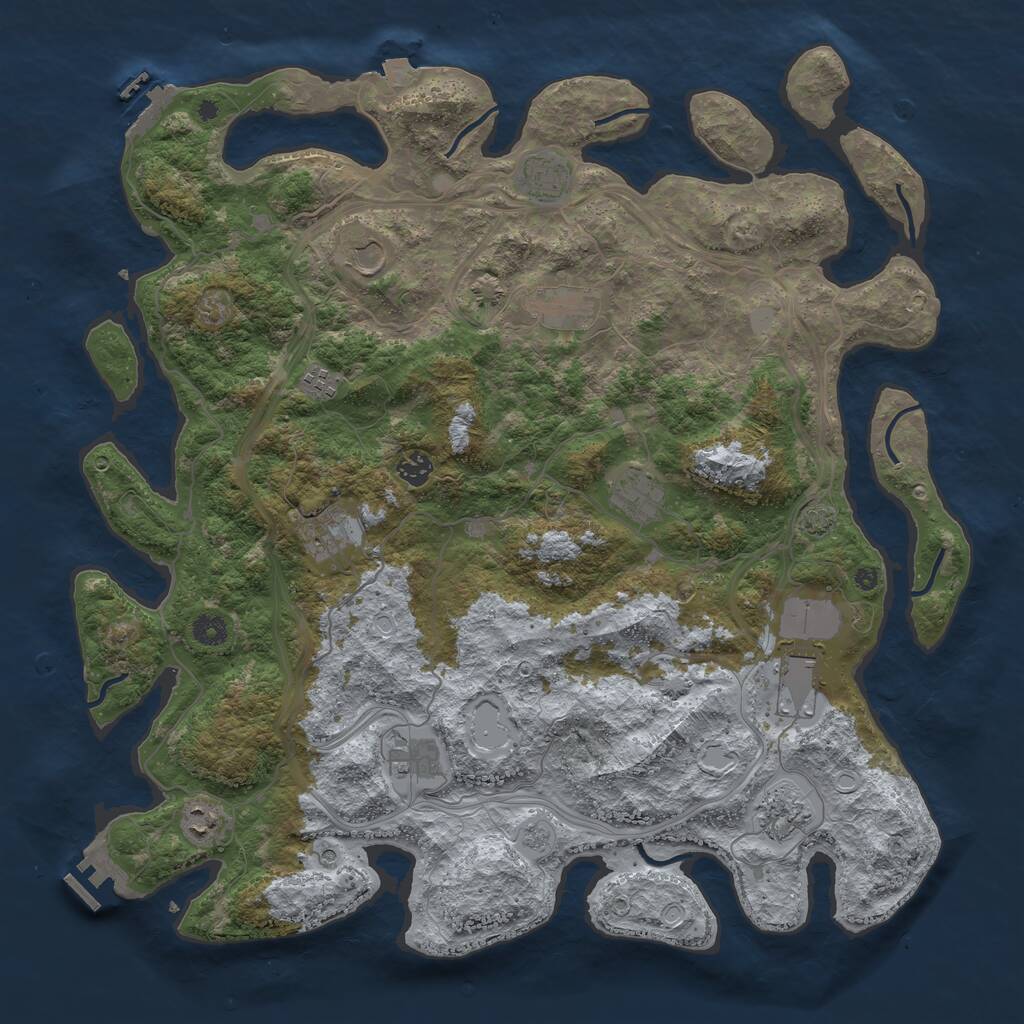 Rust Map: Procedural Map, Size: 4500, Seed: 1046141235, 17 Monuments
