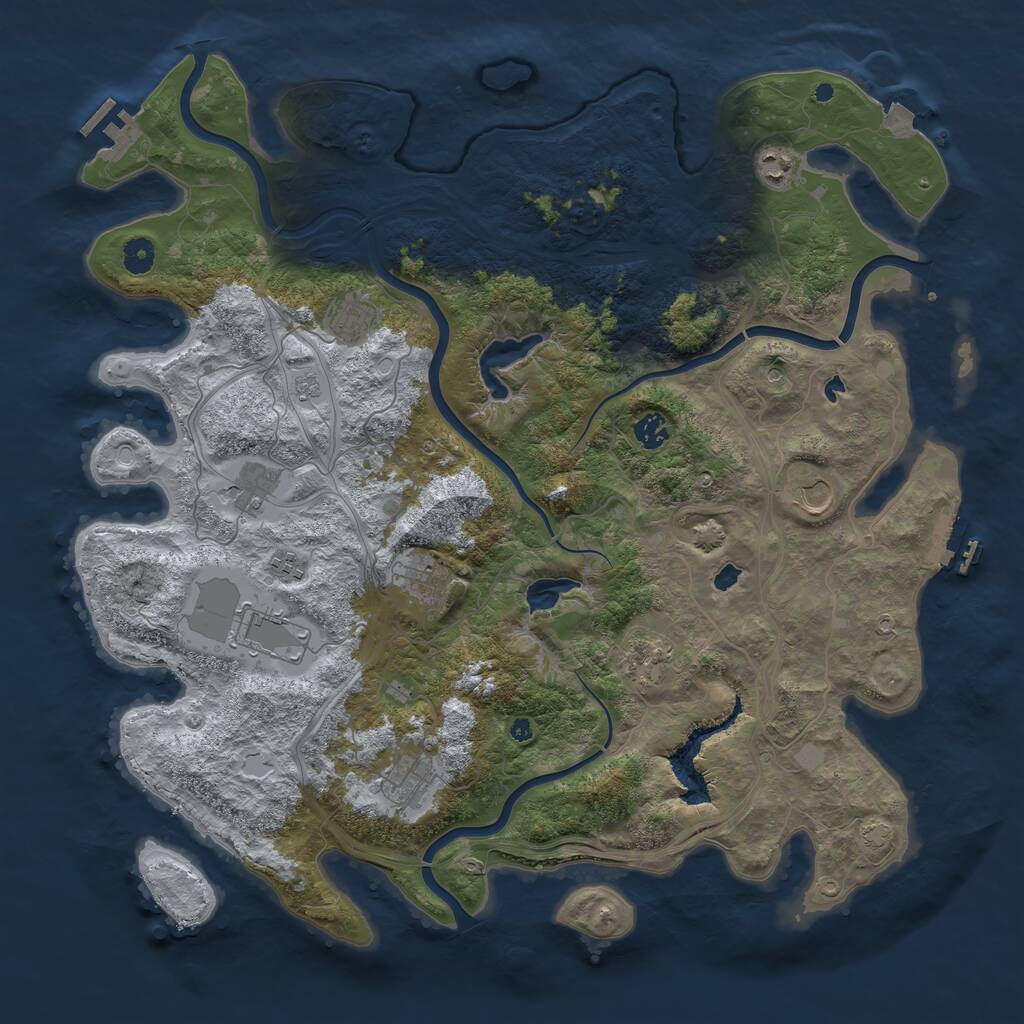 Rust Map: Procedural Map, Size: 4500, Seed: 1086119296, 16 Monuments