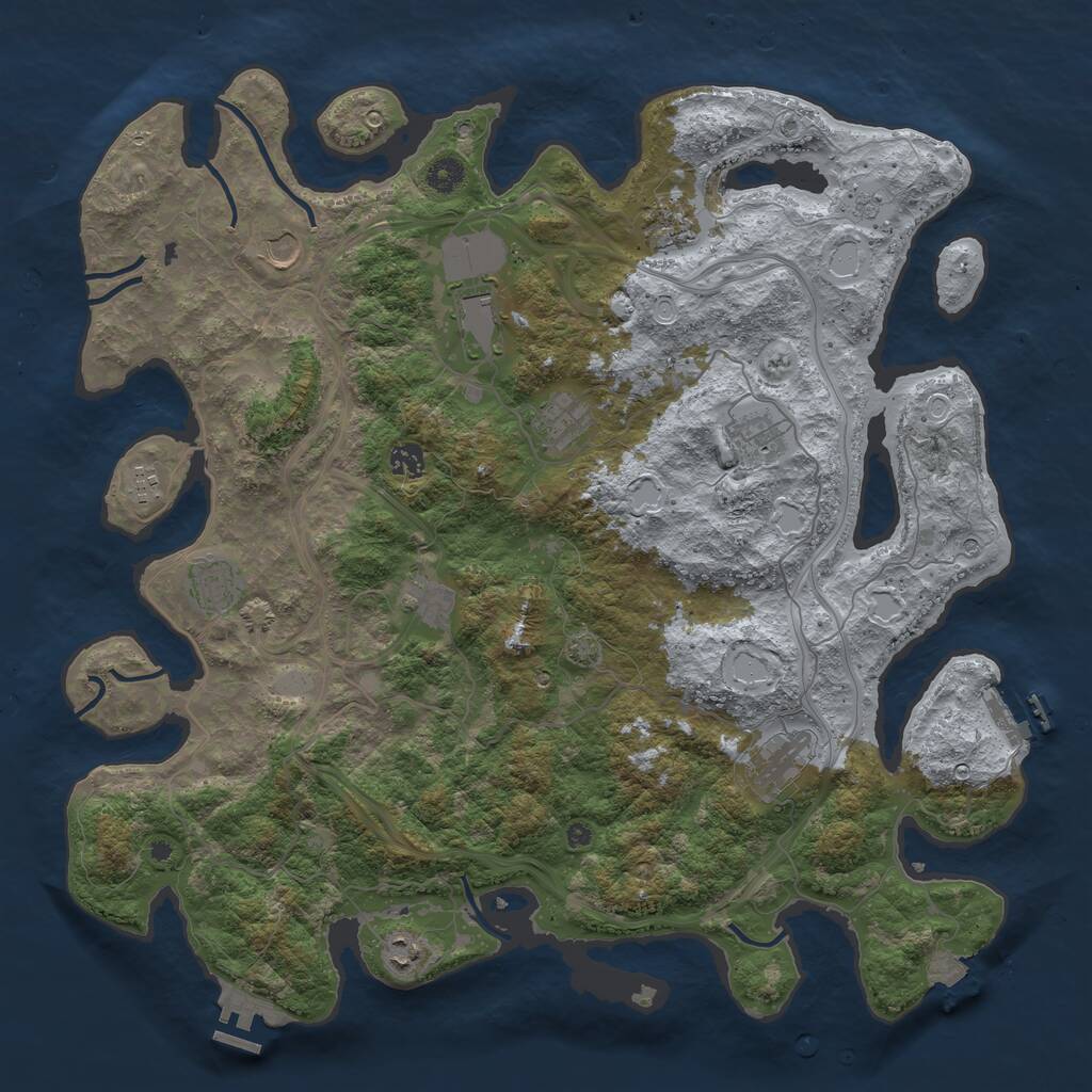 Rust Map: Procedural Map, Size: 4500, Seed: 50022, 17 Monuments