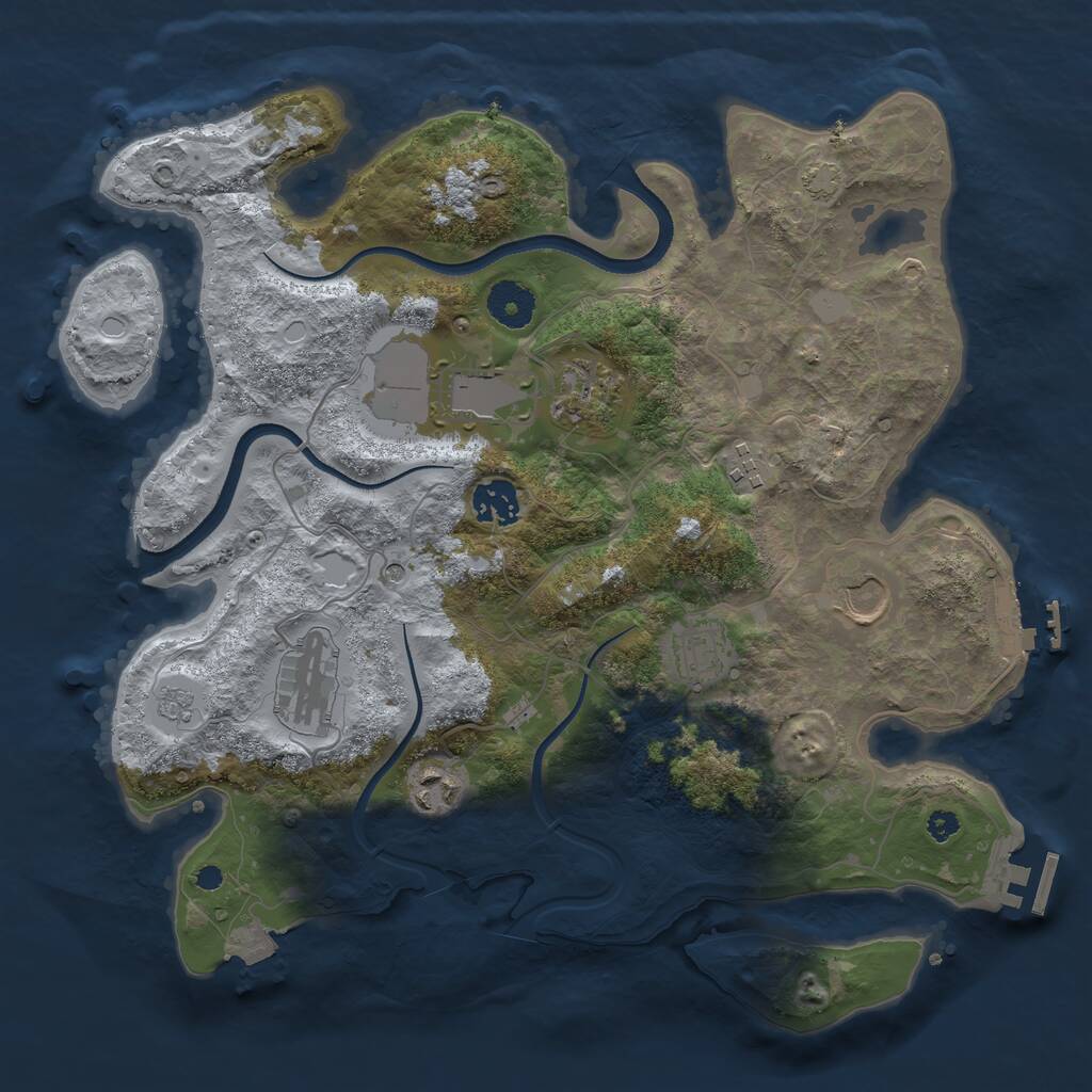 Rust Map: Procedural Map, Size: 3500, Seed: 1321841736, 14 Monuments