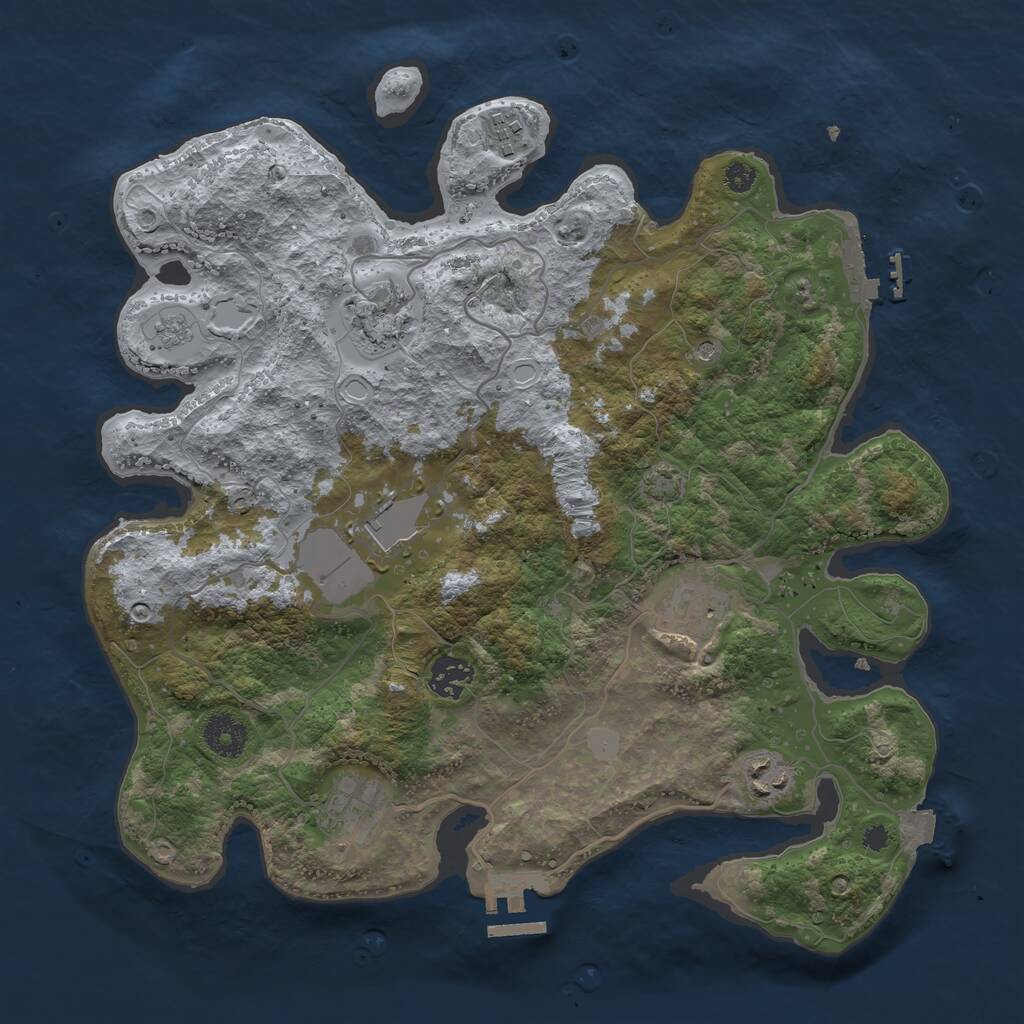 Rust Map: Procedural Map, Size: 3500, Seed: 216609449, 13 Monuments