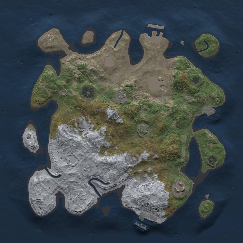 Rust Map: Procedural Map, Size: 3000, Seed: 23254, 10 Monuments