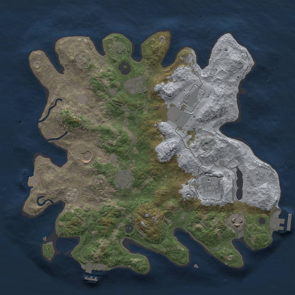 Rust Map: Procedural Map, Size: 3500, Seed: 110809161, 12 Monuments