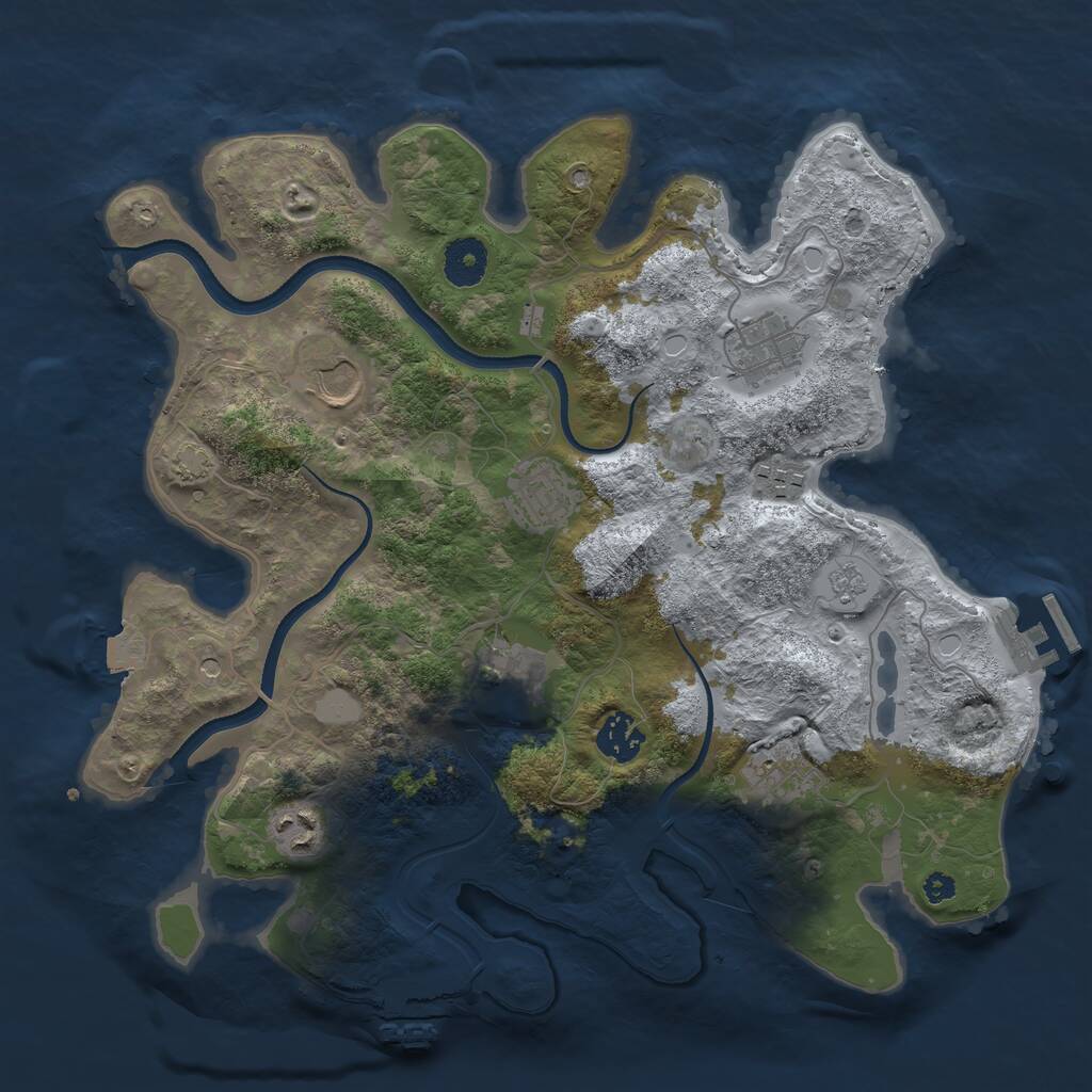 Rust Map: Procedural Map, Size: 3500, Seed: 110809161, 14 Monuments