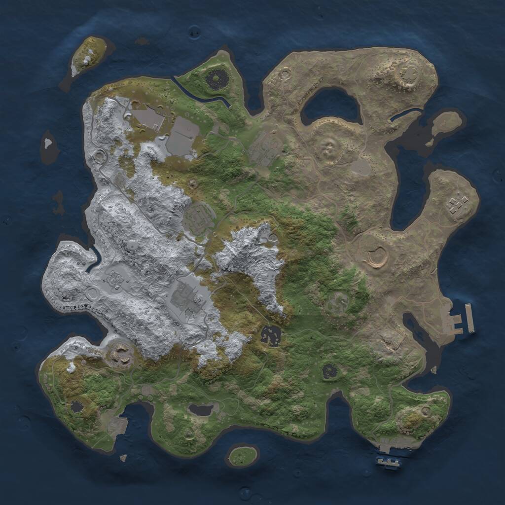 Rust Map: Procedural Map, Size: 3500, Seed: 88745891, 14 Monuments