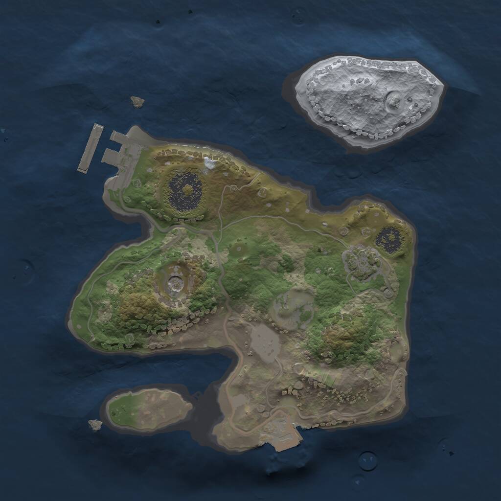 Rust Map: Procedural Map, Size: 2000, Seed: 1360597833, 4 Monuments