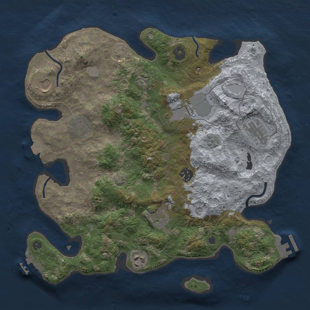 Rust Map: Procedural Map, Size: 3500, Seed: 24141973, 15 Monuments