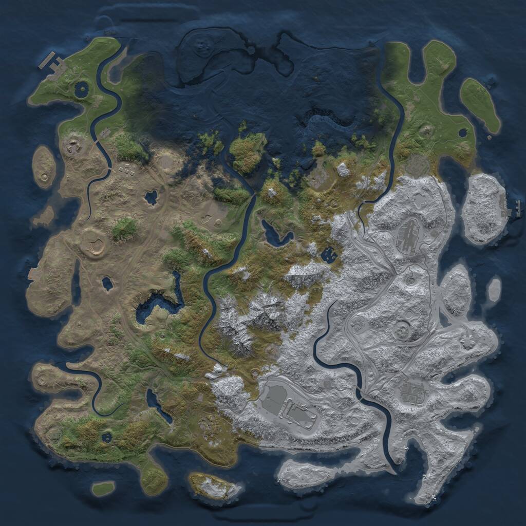 Rust Map: Procedural Map, Size: 5000, Seed: 794539949, 17 Monuments