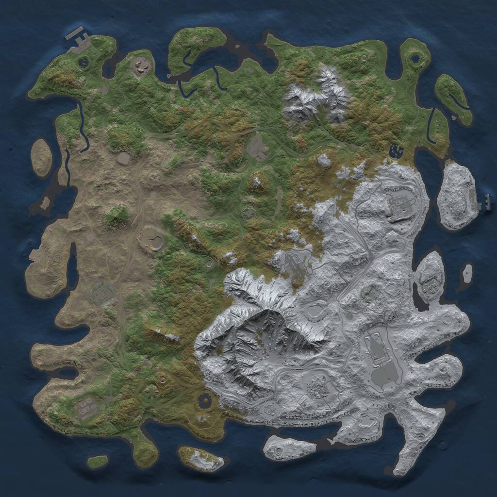 Rust Map: Procedural Map, Size: 5000, Seed: 794539949, 17 Monuments