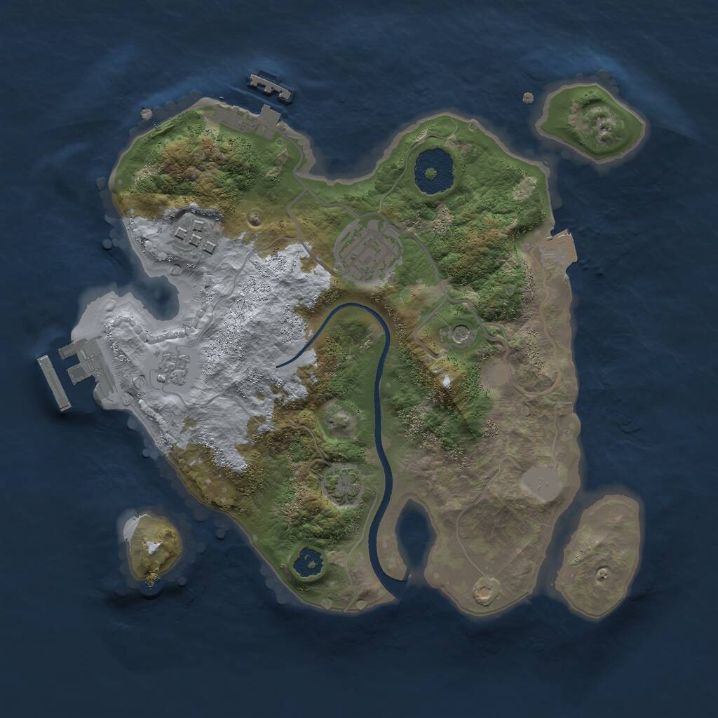 Rust Map: Procedural Map, Size: 2500, Seed: 423878723, 8 Monuments