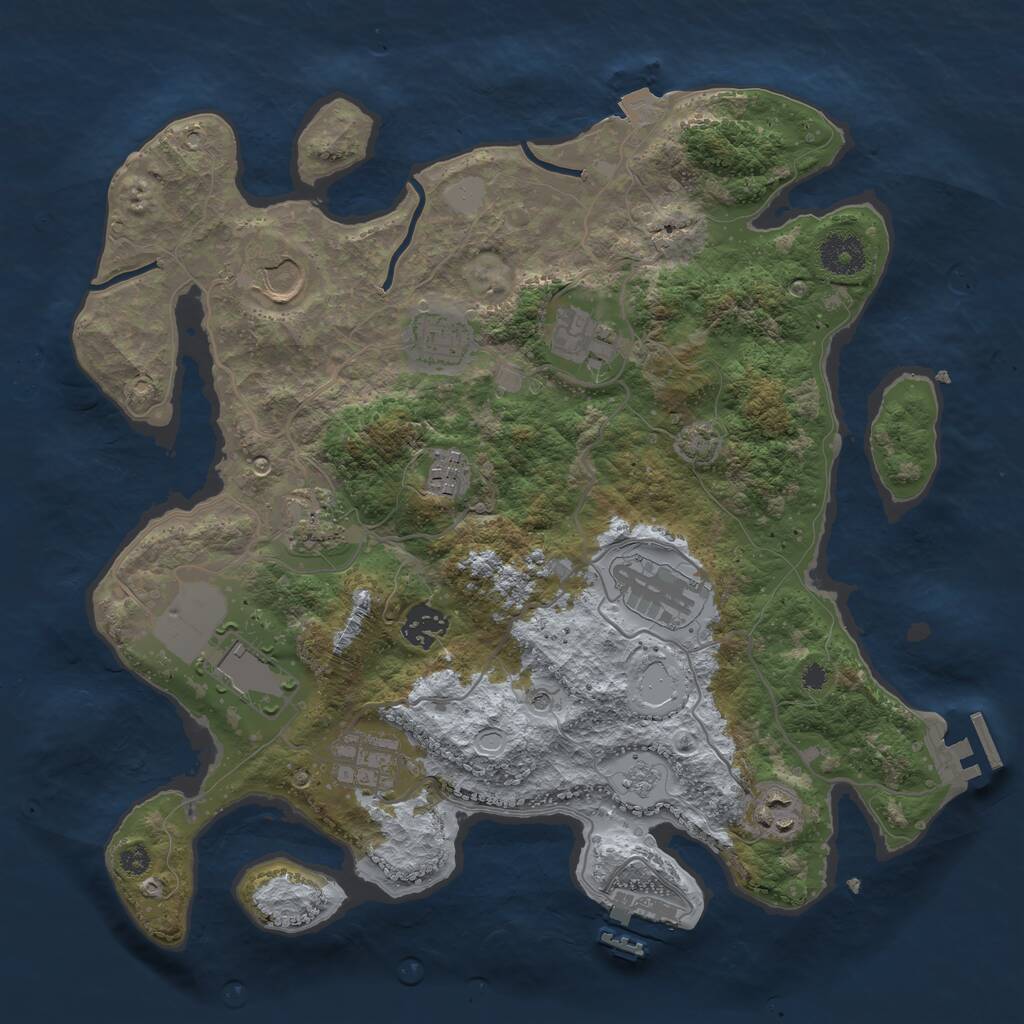 Rust Map: Procedural Map, Size: 3500, Seed: 1134656165, 16 Monuments