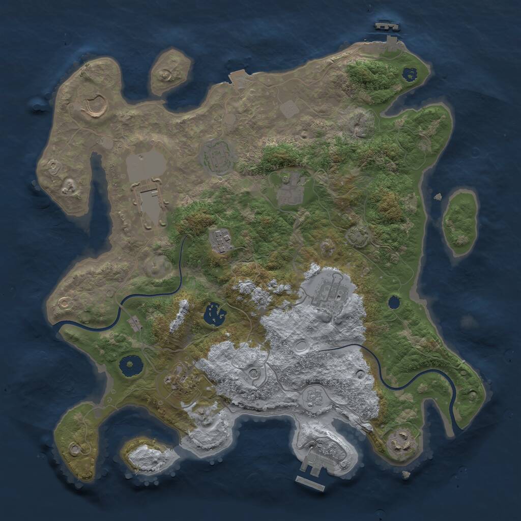 Rust Map: Procedural Map, Size: 3500, Seed: 1134656165, 15 Monuments