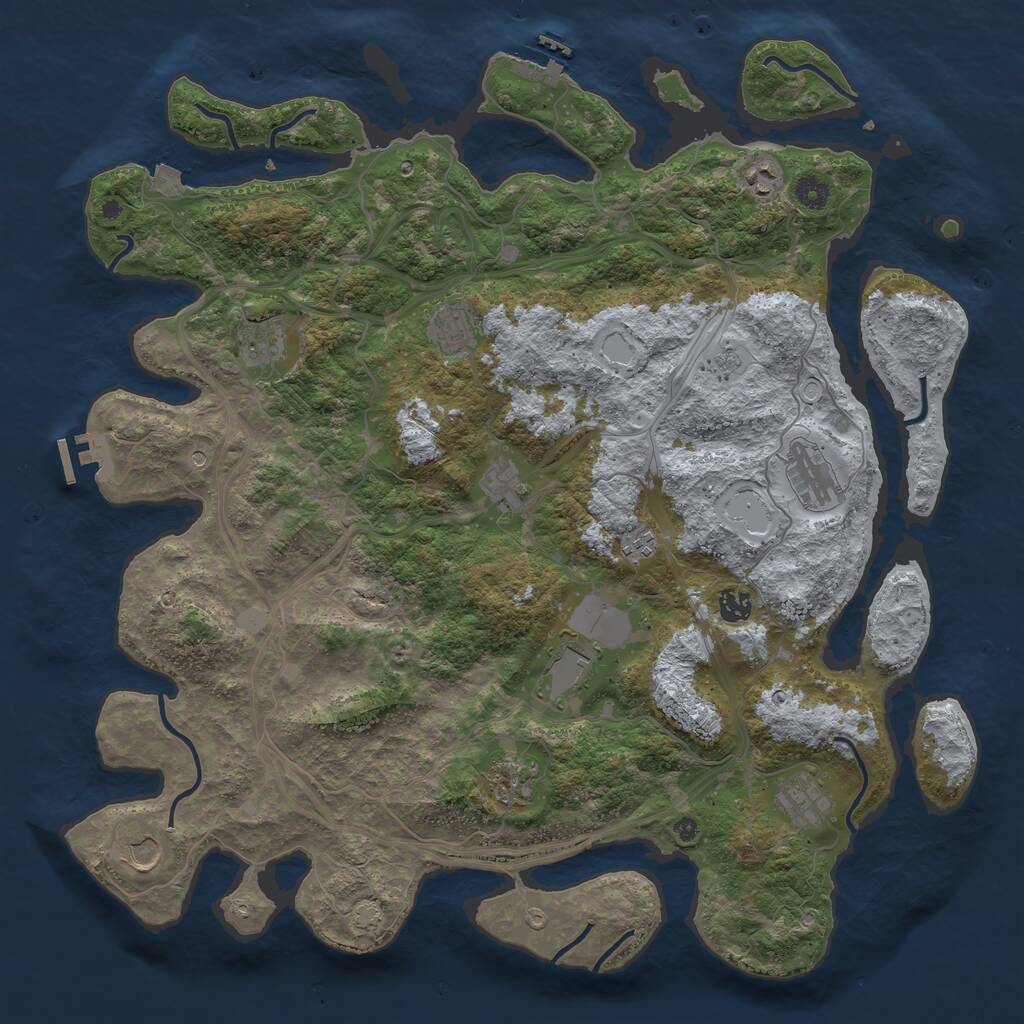 Rust Map: Procedural Map, Size: 4500, Seed: 1371336703, 17 Monuments