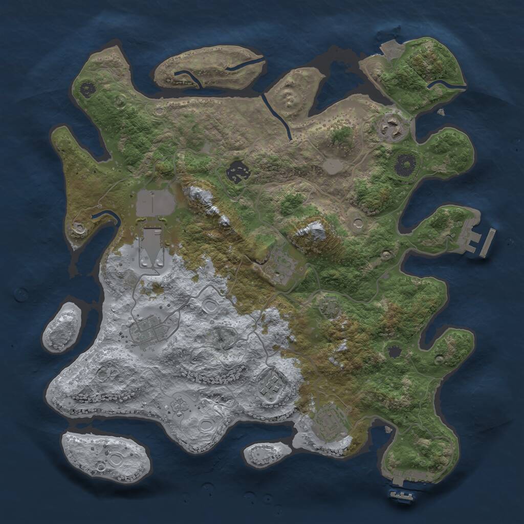 Rust Map: Procedural Map, Size: 3500, Seed: 544786443, 13 Monuments