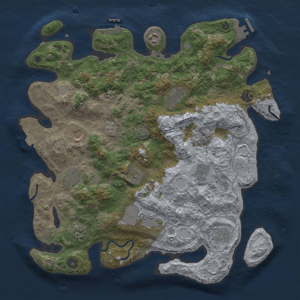 Rust Map: Procedural Map, Size: 4000, Seed: 494563184, 17 Monuments