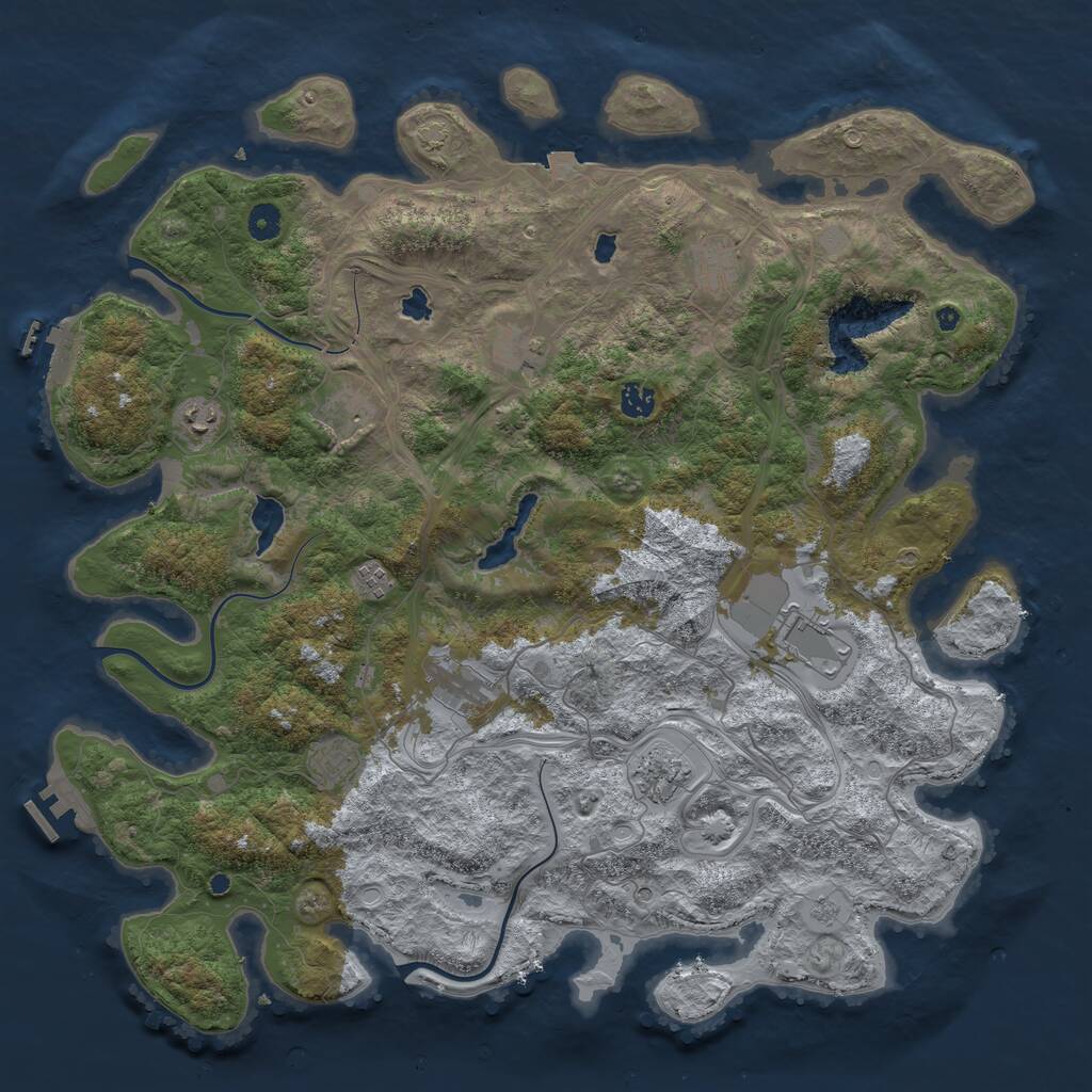 Rust Map: Procedural Map, Size: 4600, Seed: 483684, 16 Monuments