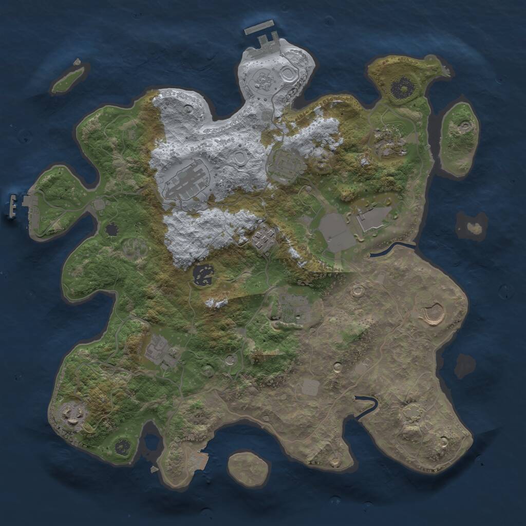 Rust Map: Procedural Map, Size: 3500, Seed: 1075248928, 16 Monuments