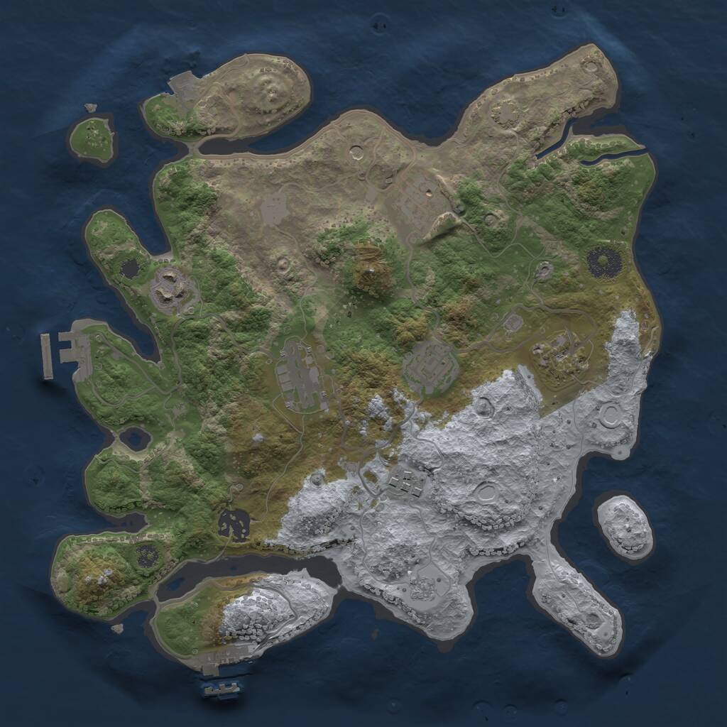 Rust Map: Procedural Map, Size: 3200, Seed: 859762839, 13 Monuments