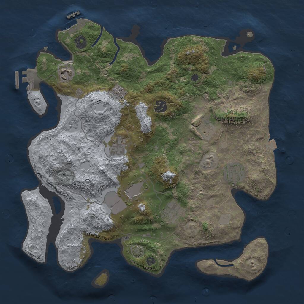 Rust Map: Procedural Map, Size: 3500, Seed: 24573, 13 Monuments